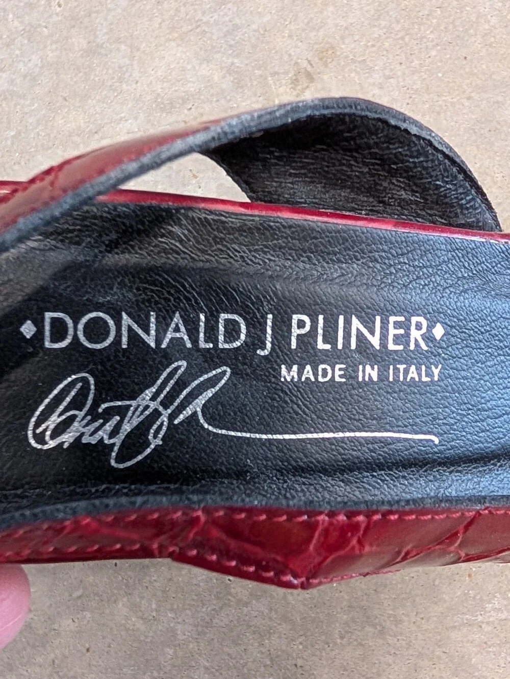 DONALD J PLINER red moc croc slingback heels 8